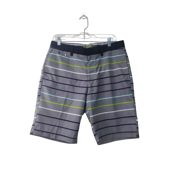 Penguin Gray Stripe Flat Front Shorts Mens size 32" Outdoor Golf Sports - Picture 1 of 8